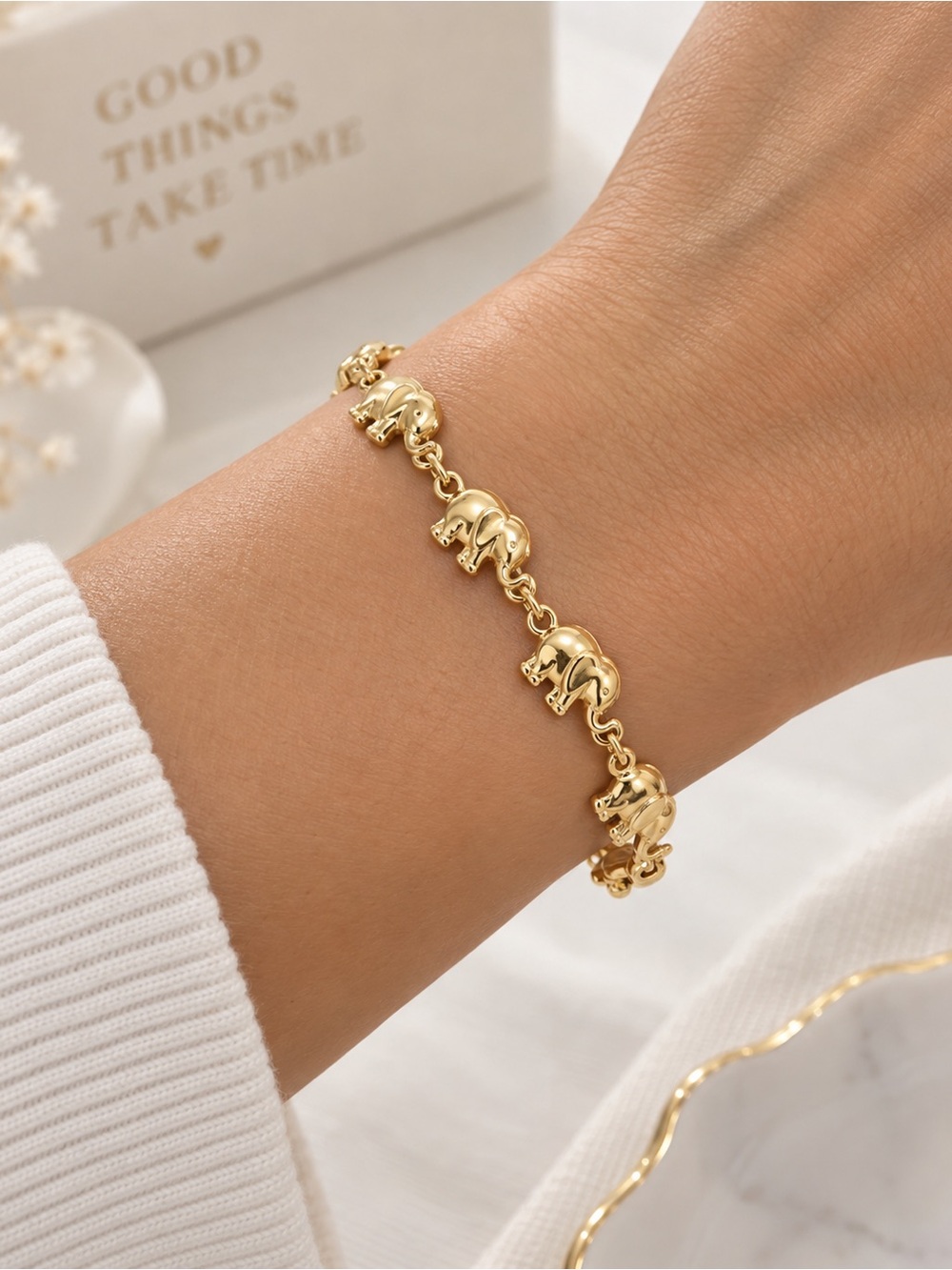 18k Gold Filled Elephant Bracelet